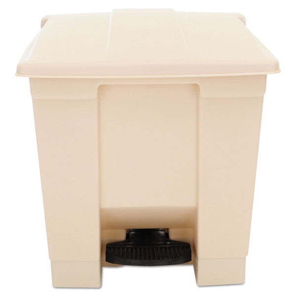 indoor utility step-on waste container, 8 gal, plastic, beige