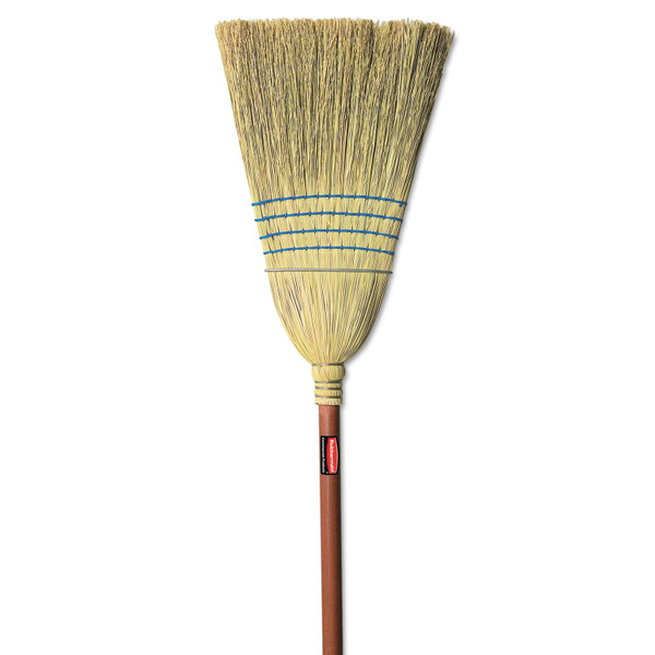 Corn-Fill Broom, Corn Fiber Bristles, 38" Overall Length, Blue