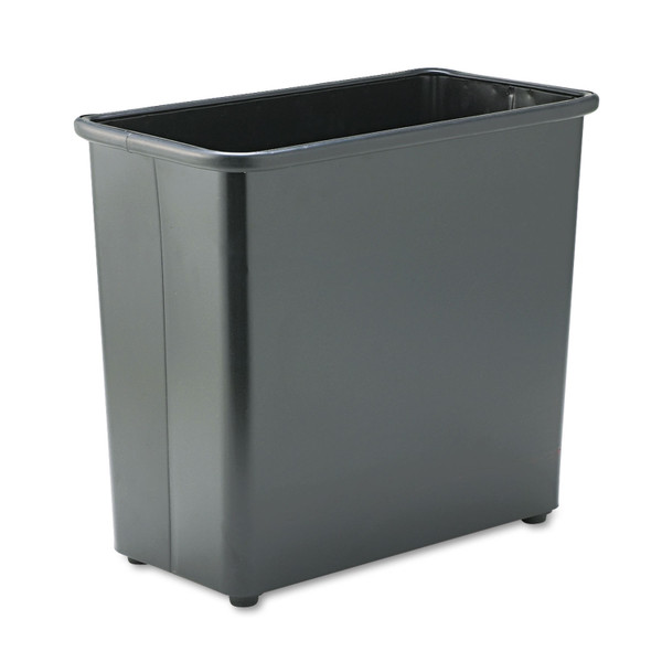 Square and Rectangular Wastebasket, 27.5 qt, Steel, Black