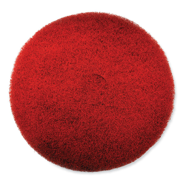 EZ CARE Heavy Duty Scrub Pad, 17" Diameter, Red/Gray, 5/Carton