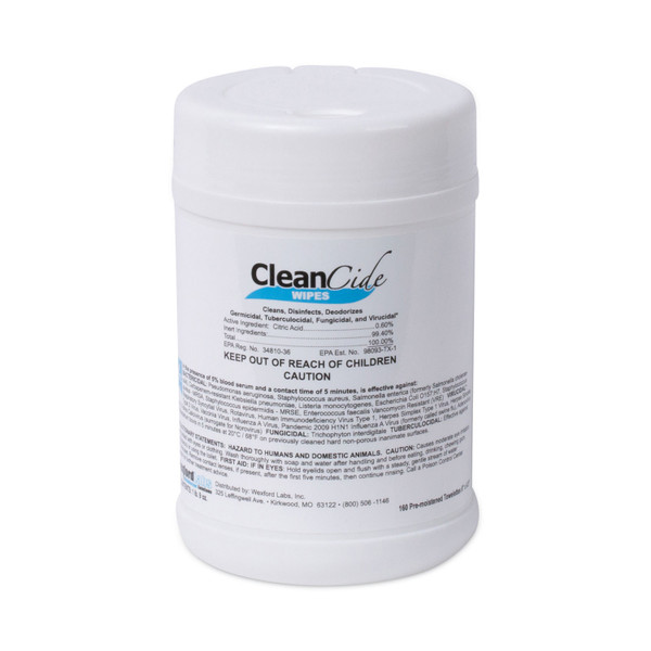 CleanCide Disinfecting Wipes, 1-Ply, 6.5 x 6, Fresh Scent, White, 160/Canister