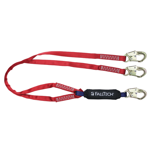 6' Ironman� 12' free fall Energy Absorbing Lanyard, Double-leg with Steel Snap Hooks (8247BY)