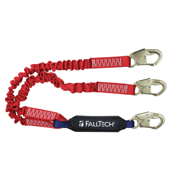 6' Ironman� 12' free fall Elasticated Energy Absorbing Lanyard, Double-leg with Steel Snap Hooks (8247EY)