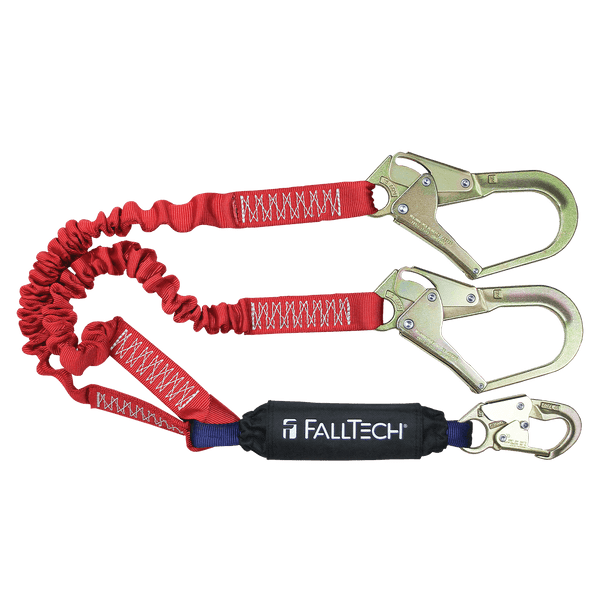 6' Ironman� 12' free fall Elasticated Energy Absorbing Lanyard, Double-leg with Steel Connectors (8247EY3)