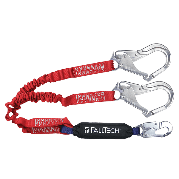 6' Ironman� 12' free fall Elasticated Energy Absorbing Lanyard, Double-leg with Aluminum Connectors (8247EY3A)