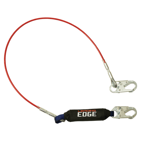 6' Leading Edge Cable Energy Absorbing Lanyard, Single-leg with Steel Snap Hooks (8354LE)