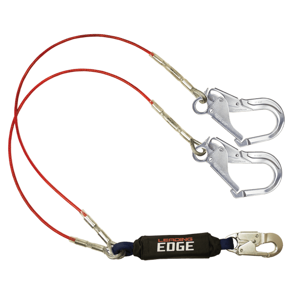 6' Leading Edge Cable Energy Absorbing Lanyard, Double-leg with Aluminum Connectors (8354LEY3A)