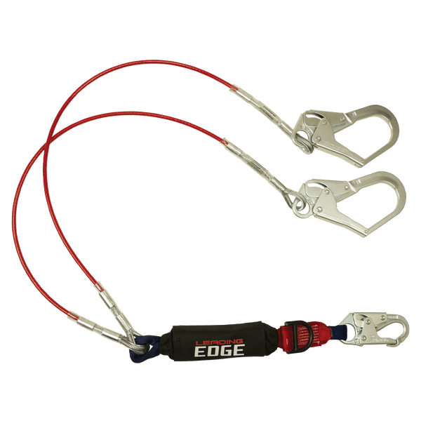 6' Leading Edge Cable Energy Absorbing Lanyard, Double-leg with SRL D-ring (8354LEY3D)