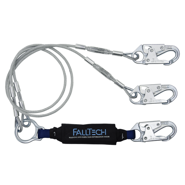 6' ViewPack� Coated Cable Energy Absorbing Lanyard, Double-leg with Steel Snap Hooks (8357Y)
