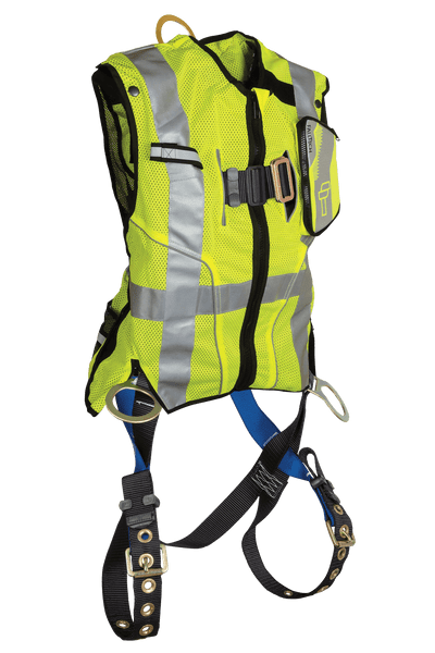 Hi-Vis Lime Class 2 Vest with 3D Standard Non-belted Full Body Harness (70182X3XL)