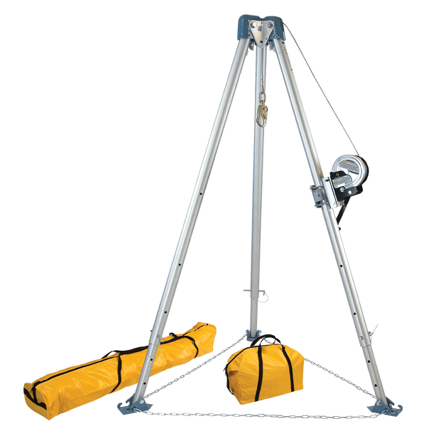 11' Confined Space Tripod System with 60' Galvanized Steel SRL-R and Personnel Winch (7504)