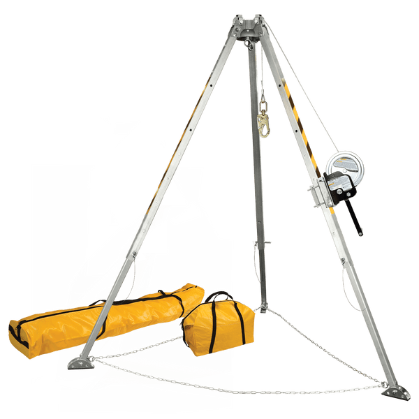 11' Confined Space Tripod System with 60' Galvanized Steel Personnel Winch (7505)