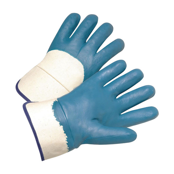 Nitrile Dipped Glove with Jersey Liner & Heavyweight Smooth Grip on Palm Fingers & Knuckles - Safety Cuff (4550)