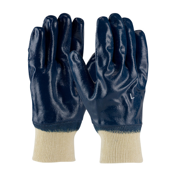 Nitrile Dipped Glove with Jersey Liner and Smooth Finish on Full Hand   -   Knit Wrist (56-3152)