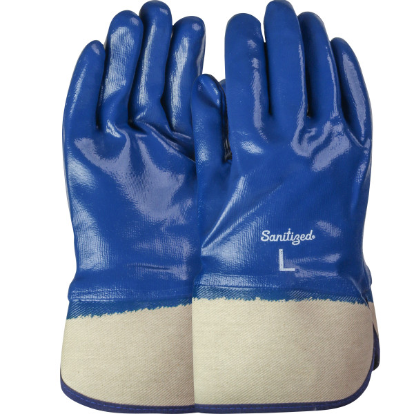 Nitrile Dipped Glove with Jersey Liner and Smooth Finish on Full Hand - Plasticized Safety Cuff (56-3154)