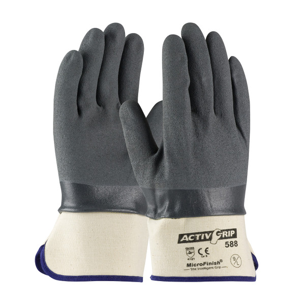 Nitrile Coated Glove with Cotton Liner and MicroFinish Grip - Safety Cuff (56-AG588)