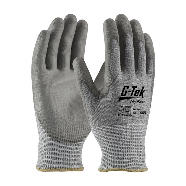 Industry Grade Seamless Knit PolyKor® Blended Glove with Polyurethane Coated Flat Grip on Palm & Fingers - Bulk Pack (16-564)