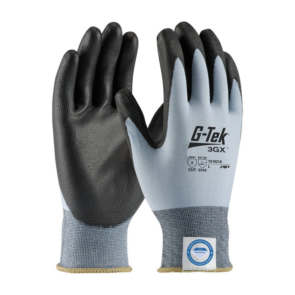 Seamless Knit Dyneema® Diamond Blended Glove with Polyurethane Coated Flat Grip on Palm & Fingers (19-D318)
