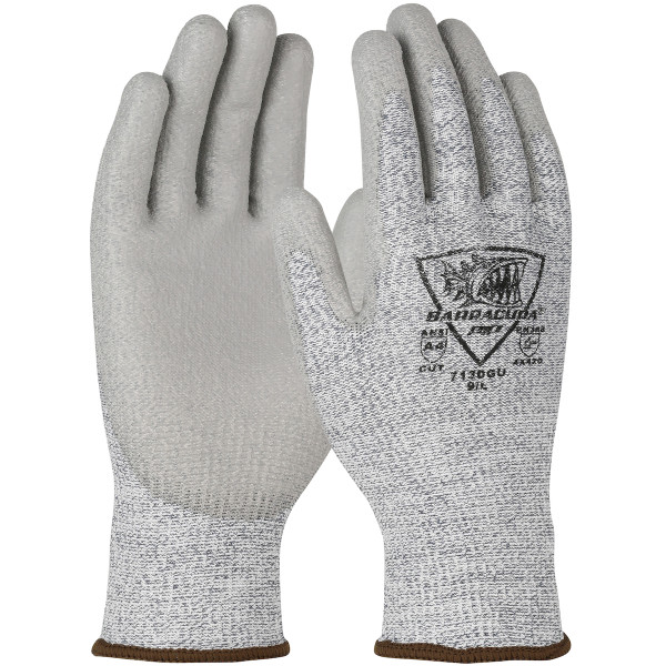 Seamless Knit Polykor Blended Glove with Polyurethane Coated Flat Grip on Palm & Fingers (713DGU)