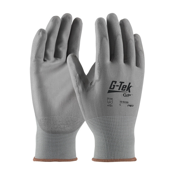Seamless Knit Nylon Blend Glove with Polyurethane Coated Flat Grip on Palm & Fingers (33-G125)
