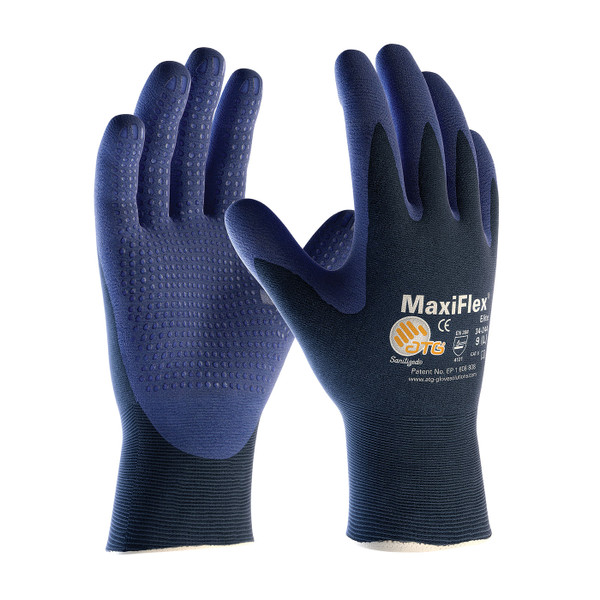 Ultra Light Weight Seamless Knit Nylon Glove with Nitrile Coated MicroFoam Grip on Palm & Fingers - Micro Dot Palm (34-244)