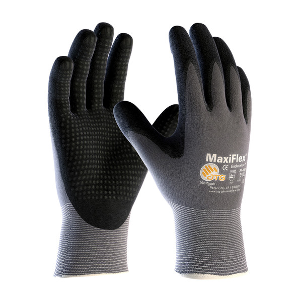 Seamless Knit Nylon Glove with Nitrile Coated MicroFoam Grip on Palm & Fingers - Micro Dot Palm - Touchscreen Compatible (34-844)