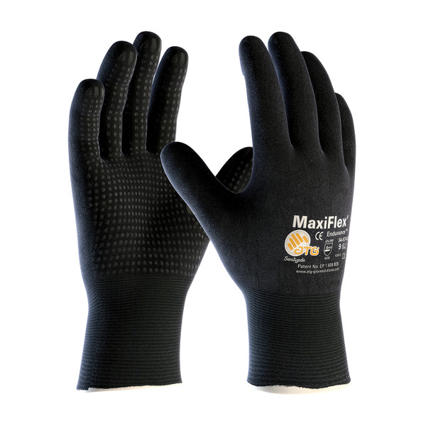 Seamless Knit Nylon / Elastane Glove with Nitrile Coated MicroFoam Grip on Full Hand - Micro Dot Palm - Touchscreen Compatible (34-8745)