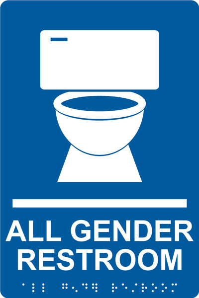 All Gender Restroom 9" X 6" Acrylic Blue