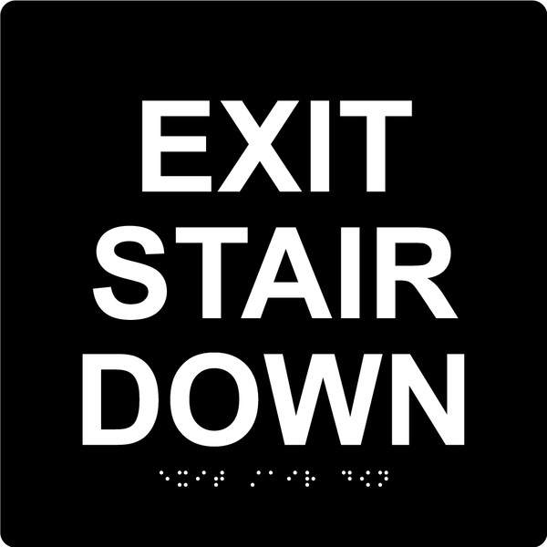 Exit Stair Down 8" X 8" Acrylic Black
