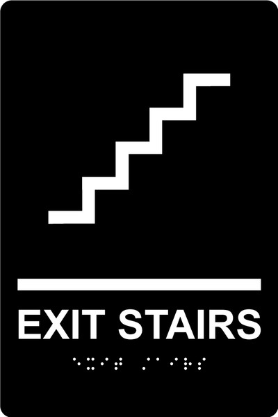 Exit Stairs 9" X 6" Acrylic Black