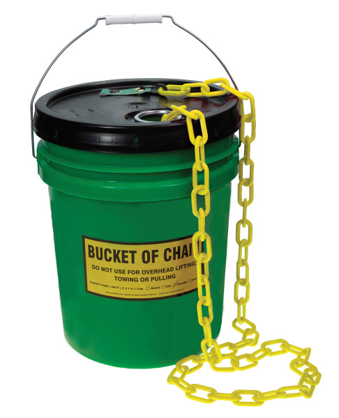 Bucket of Plastic Chain, Yellow, 100-ft