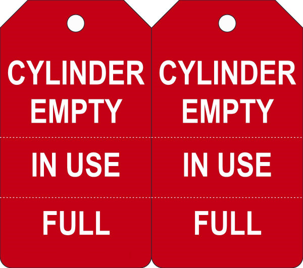 CYLINDER EMPTY IN USE FULL (Perforated), 5-3/4" x 3-1/4", PF-Cardstock, Pack 25