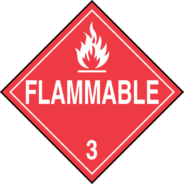 DOT Placard, FLAMMABLE 3 (Hazard Class 3), 10-3/4" x 10-3/4", Magnetic Vinyl