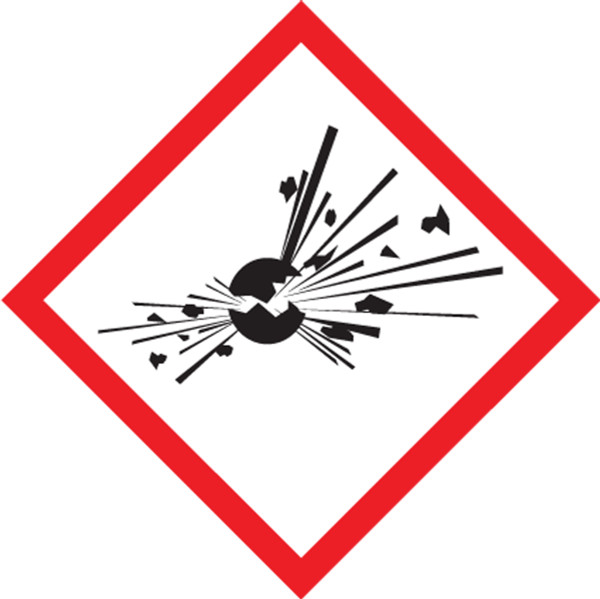 GHS Pictogram Label, (Exploding Bomb Symbol), 1" x 1", Adhesive Poly, Roll 250