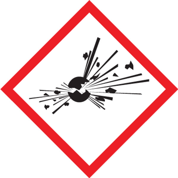 GHS Pictogram Label, (Exploding Bomb Symbol), 1" x 1", Adhesive Poly, Roll 500