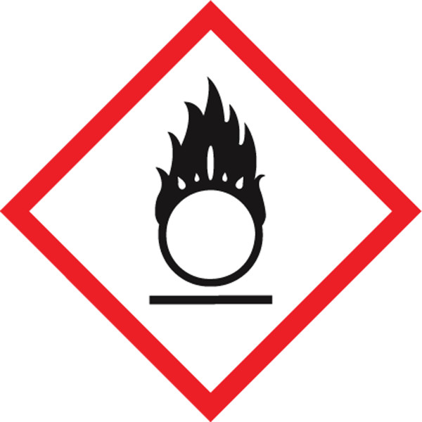 GHS Pictogram Label, (Flame Over Circle Symbol), 1" x 1", Adhesive Poly, Roll 250