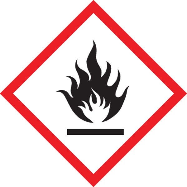 GHS Pictogram Label, (Flame Symbol), 1" x 1", Adhesive Poly, Roll 250