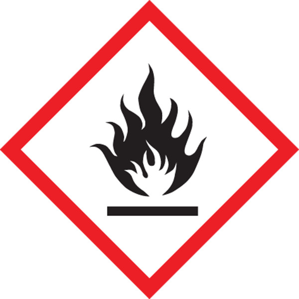 GHS Pictogram Label, (Flame Symbol), 1" x 1", Adhesive Poly, Roll 500