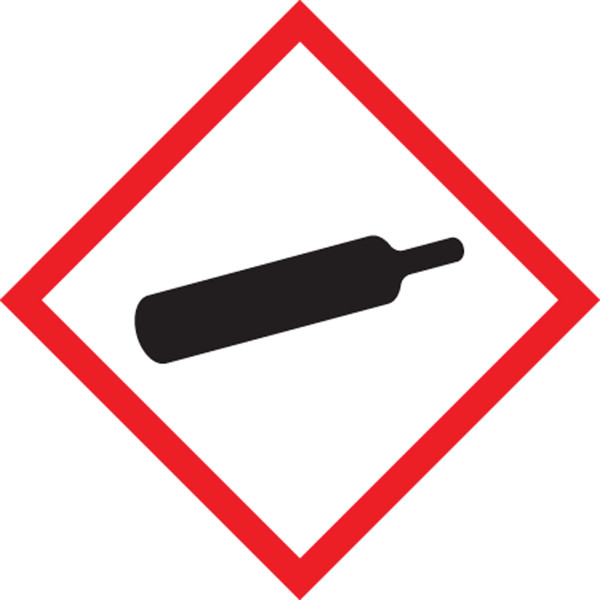 GHS Pictogram Label, (Gas Cylinder Symbol), 1" x 1", Adhesive Poly, Roll 250