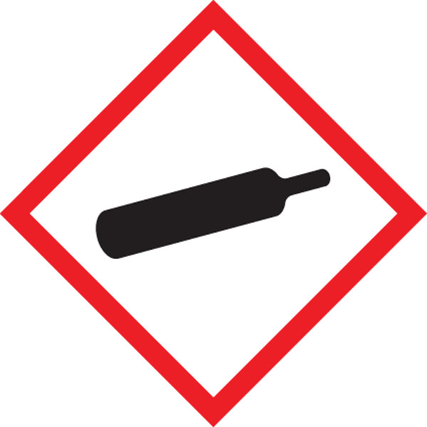 GHS Pictogram Label, (Gas Cylinder Symbol), 1" x 1", Adhesive Poly, Roll 500