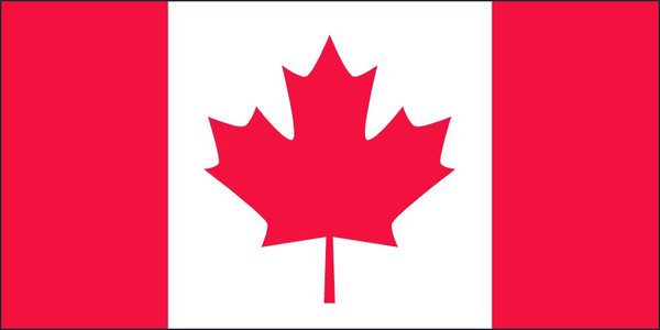 (Canadian Flag Graphic), 1-1/2" x 3", Adhesive Vinyl, Pack 10