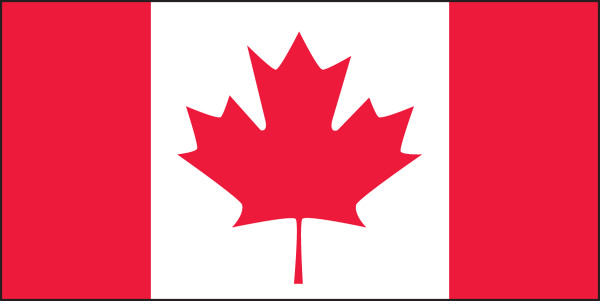 (Canadian Flag Graphic), 1" x 1 3/4", Adhesive Vinyl, Pack 10
