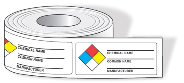 Haz-Com Label, NFPA Diamond Identifier Roll Label, 1-1/2" x 3-7/8", Adhesive Poly, Roll 500