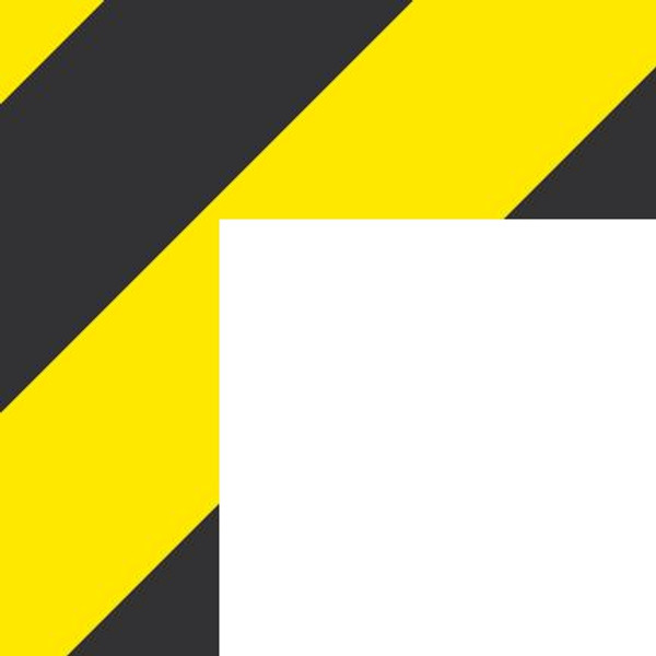 Heavy Duty Marking Shape, Corner Marker, 2", 50-mil Adhesive Plastic, Black/Yellow Striped, Pack 25