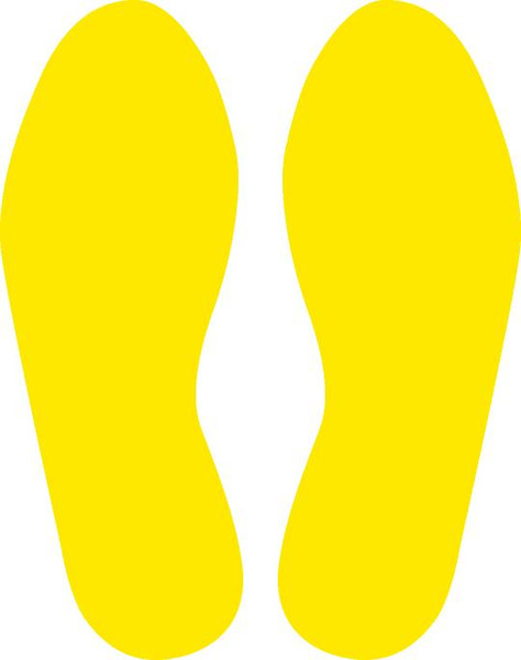 Heavy Duty Marking Shape, Footprint, 9-1/2" x 3-1/2", 50-mil Adhesive Plastic, Yellow, Pack 25