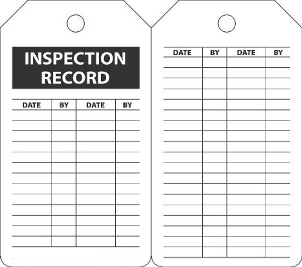 INSPECTION RECORD, 5-3/4" x 3-1/4", PF-Cardstock, Pack 25