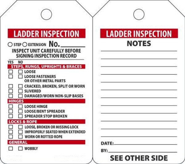 LADDER INSPECTION, 5-3/4" x 3-1/4", PF-Cardstock, Pack 25