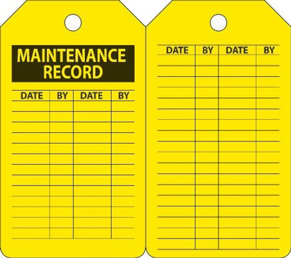 MAINTENANCE RECORD, 5-3/4" x 3-1/4", PF-Cardstock, Pack 25