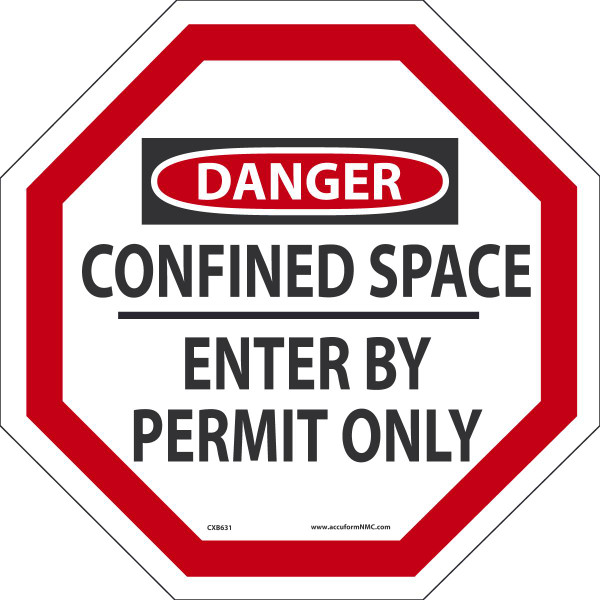 Man-Way Cross Barrier, DANGER CONFINED SPACE ENTER BY PERMIT ONLY, 42" x 42", Plastic