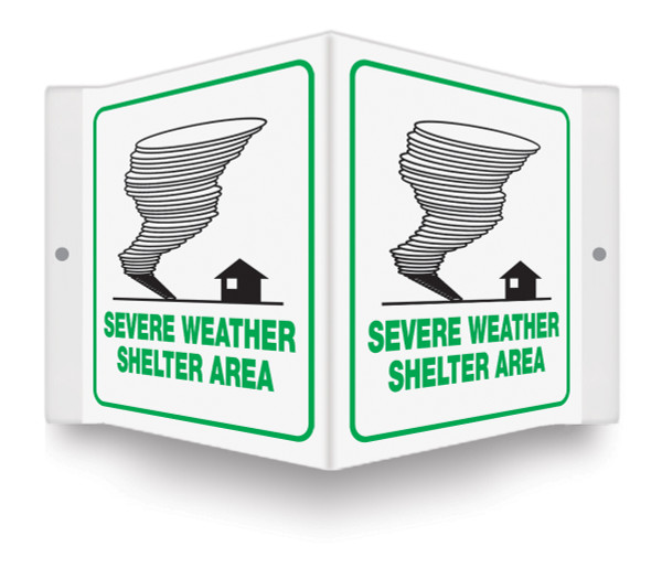 3D Style, SEVERE WEATHER SHELTER AREA, 6" x 5" Panel, Plastic